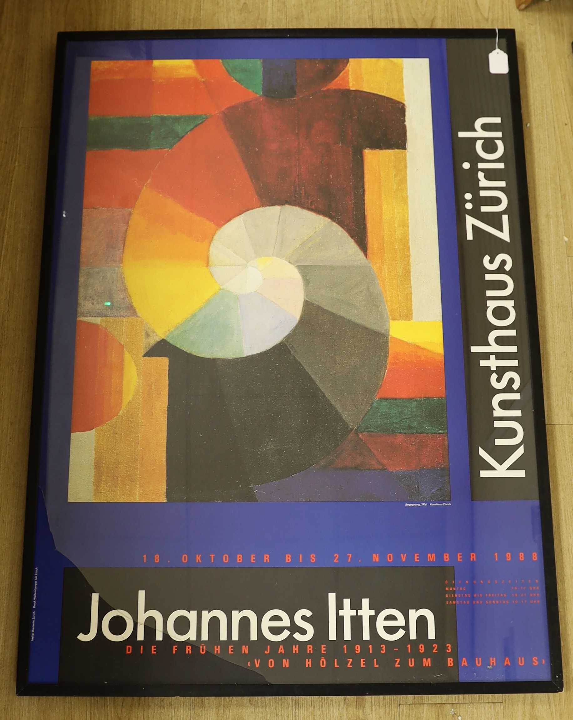 Art poster from Kunsthalls, Zurich, 89cm wide 127cm high